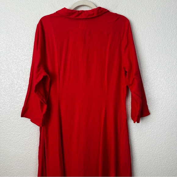 NWT Joie Linen Blend Red Button Down 3/4 Sleeves Maxi Dress, Size XL - Picture 7 of 11